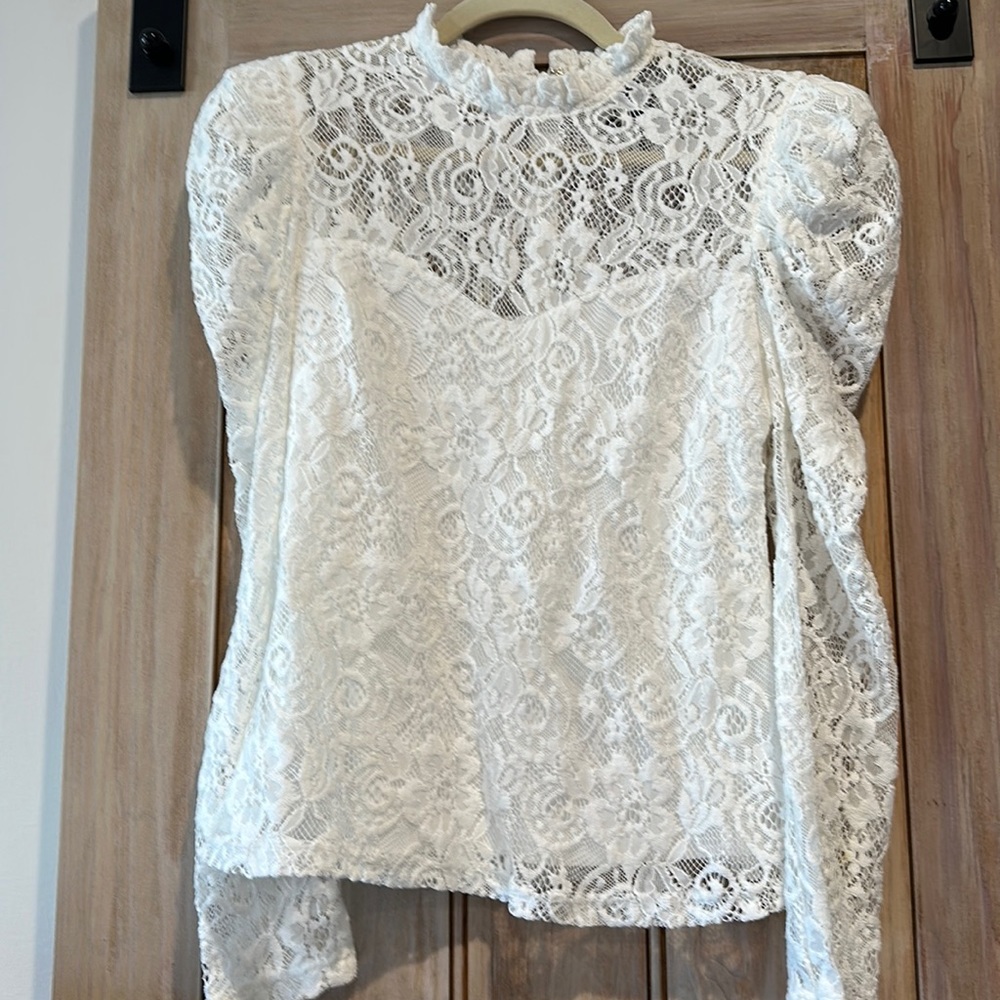 Aqua long sleeve lace top.   Worn once !!